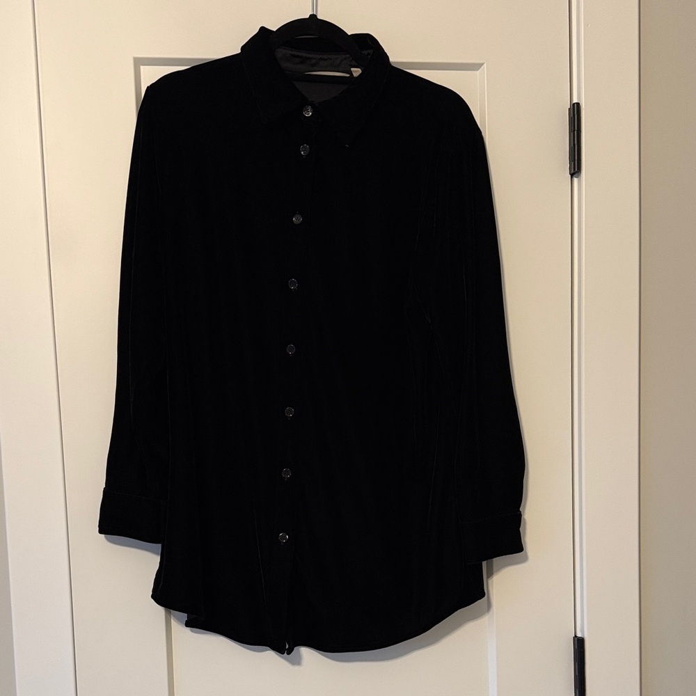 Soft Surroundings Black Velvet boyfriend tunic shirt